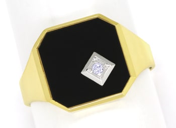 Foto 1 - Herrenring mit Onyxplatte und River Diamant in 14K Gold, Q0469