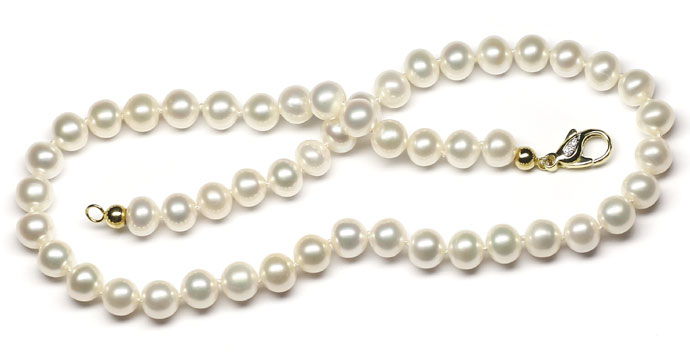 Foto 1 - Perlenkette bis 8,5mm mit Diamanten Karabinerverschluss, R7388