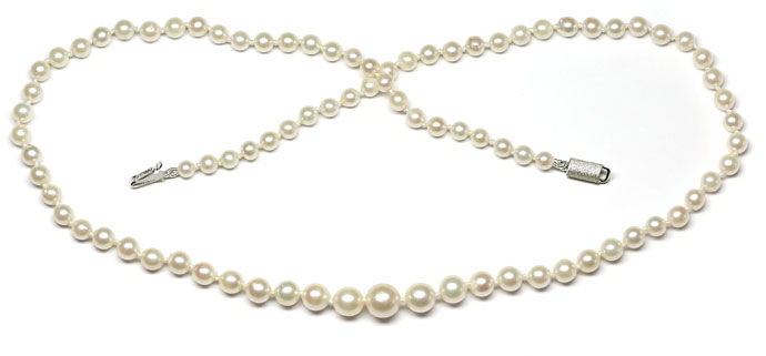 Foto 1 - Perlenkette im Verlauf Akoya Zuchtperlen Weißgoldschloß, R9128