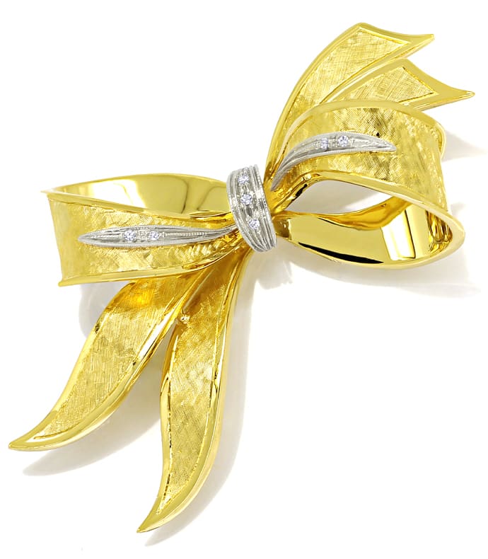 Foto 2 - Schleifen Brosche mit Diamanten 18K Gelbgold-Weißgold, S2136