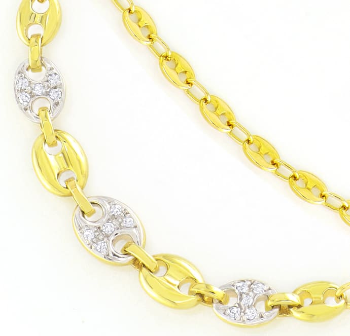 Foto 2 - Collier Gelbgold-Bohnenkette mit 15 Diamanten, S5927